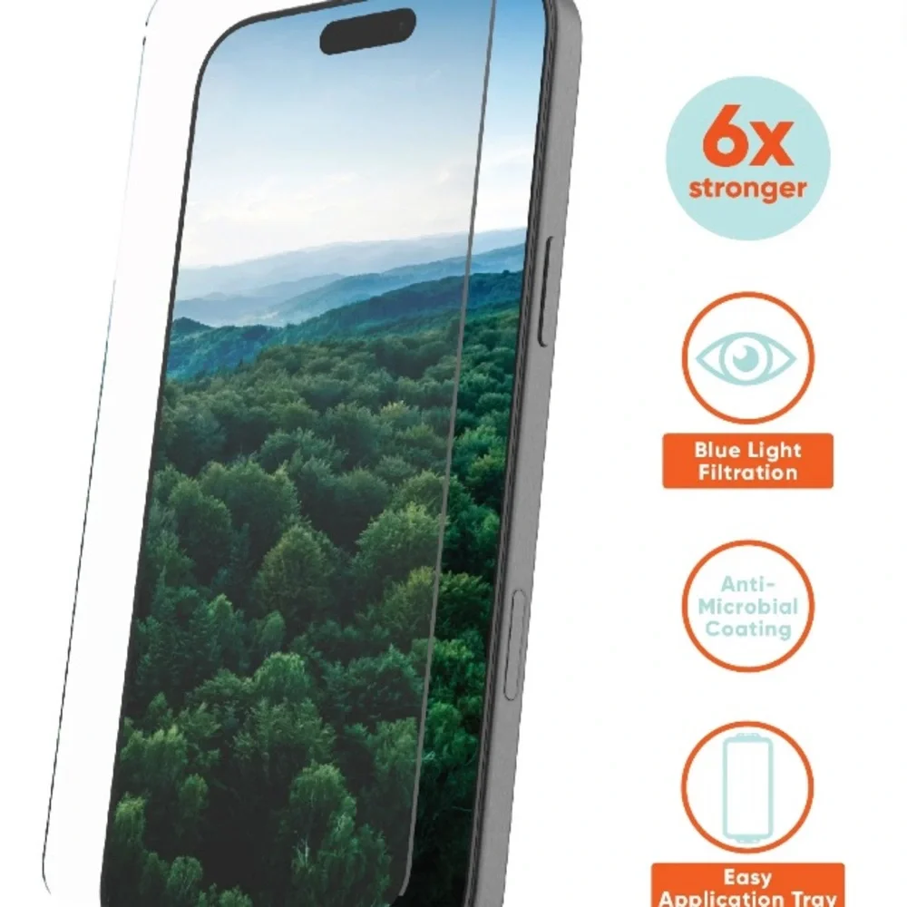Onn Iphone 16 Plus Glass Screen Protector With Advanced DefenseTech Protection